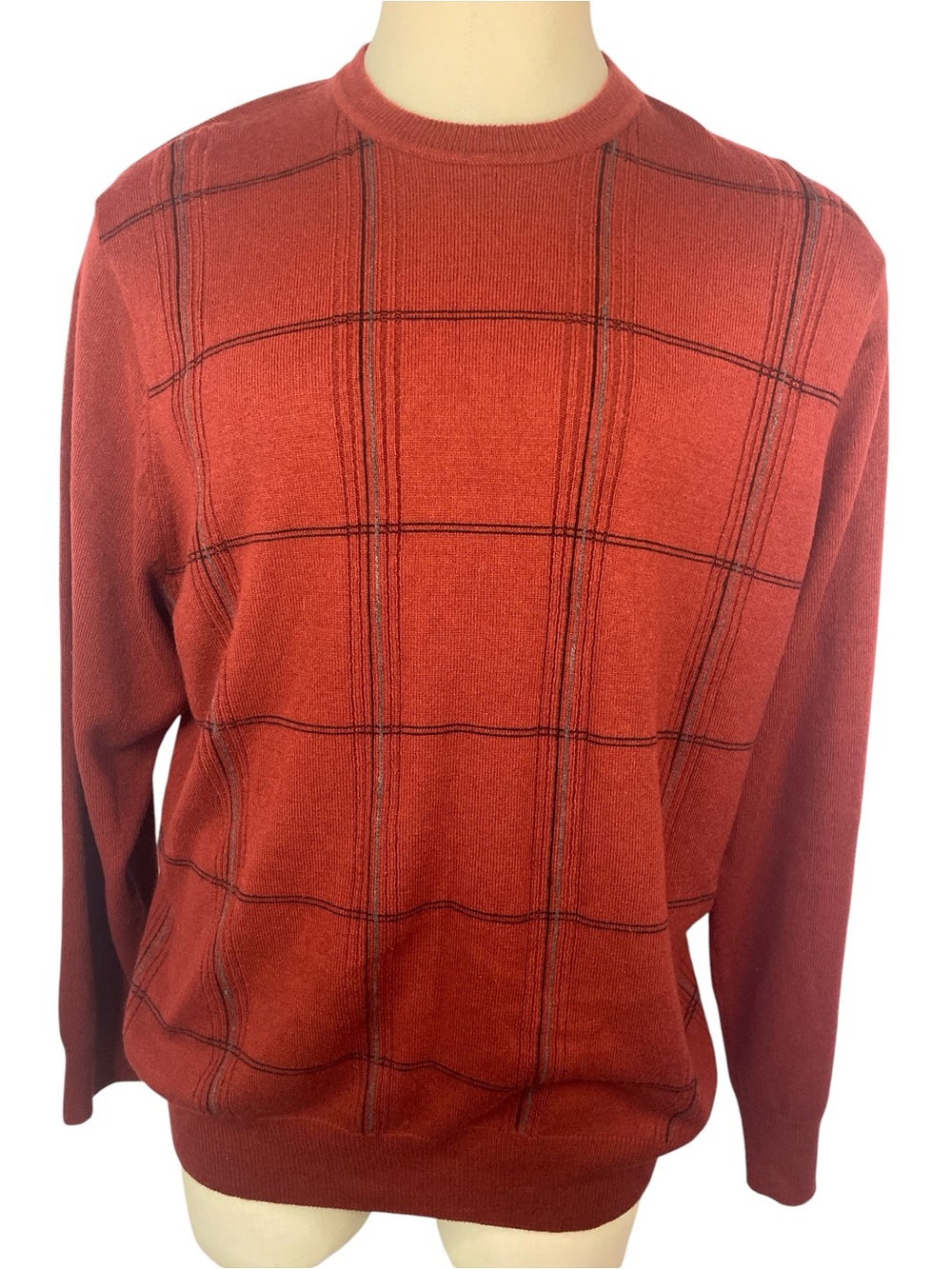 Dockers Men's Red Windowpane Crewneck Sweater XXL